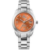 Vivienne Westwood Fenchurch Ladies 28mm Quartz Analogue Display Watch with Orange Dial and Silver Stainless Steel Bracelet
