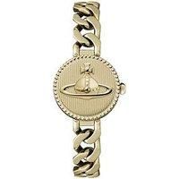 Vivienne Westwood Orb Button Ladies Quartz Watch Gold Dial, Stainless Steel Gold Case And Link Chain Bracelet