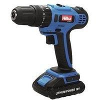 HILKA 18V LITHIUM LI-ION CORDLESS HAMMER DRILL DRIVER SCREWDRIVER & BITS IN CASE