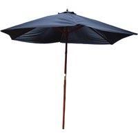 Kingfisher 2.4m Wooden Black Garden Parasol NEW