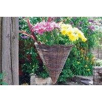 12" Natural Wicker/Rattan Cone Hanging Basket Garden Planter Chain and Liner