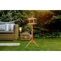 Bird Table With Built in Feeder Premium Wooden Free Standing Feeding Station