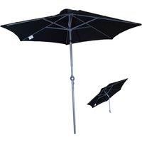 2m Aluminium Parasol Garden Patio Lightweight Umbrella Wind Up Tilt Cream/Black