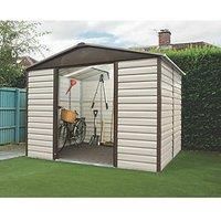 Yardmaster 9' 6" x 7' 6" (Nominal) Apex Shiplap Metal Shed Stone Grey (2419F)