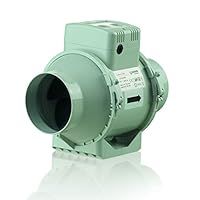 Blauberg TURBO-E 100 T Mixed Flow in-Line Extractor Fan with Timer-for use with 100mm / 4 Inch Ducting, 240 V, Grey