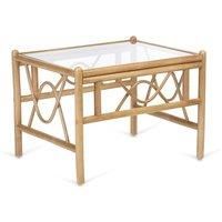 Desser Bali Coffee Table with Toughened Glass Top – Sturdy Light Oak Cane Pole Frame – Luxury Indoor Conservatory or Living Room Furniture - H47cm x W67cm x D52cm
