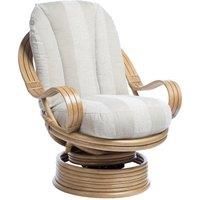 Desser Light Oak Laminated Swivel Rocker Chair in Oatmeal – 360° Swivel with Rocking Motion & Laminated Arms – Real Cane Rattan Conservatory Indoor Furniture – Quallofil Technology - H98cm W80cm D98cm