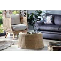 Desser Wicker Coffee Table – Natural Rattan Woven Round Large Coffee Table Top – Handmade Luxury Indoor Conservatory or Living Room Furniture – H47cm x 84cm Diameter