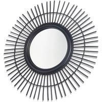 Desser Vintage Round Rattan Mirror In Black