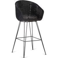 Desser Porto Rattan Bar Stool Chair In Black