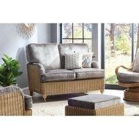 Desser Seville Rattan Conservatory Furniture Set – 3 Seater Sofa & 2x Armchairs – Luxury Indoor Real Cane Wicker Chair & Settee Suite with UK Manufactured Cushions – Silver Velour Fabric