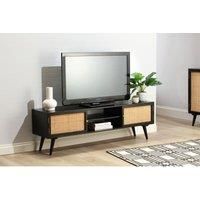 Desser Manhattan Wide Rattan TV Stand With Storage In Black