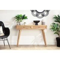 Desser Manhattan 2 Drawer Cane Console Table In Natural