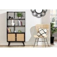 Desser Manhattan Rattan Bookshelf With Storage In Black