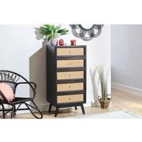 Desser Venice Tall 5 Rattan Drawer Unit In Black