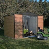 Rowlinson Woodvale Metal Apex Shed With Floor 10ft x 6ft, Coffee