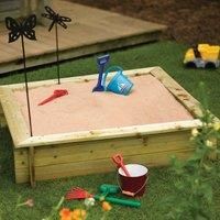Rowlinson Childrens Wooden Sandpit With Lid Play Pit Natural Timber