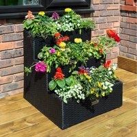 Rowlinson Albany Wicker Rattan 3 Tier Garden Planter / Flower Pot Black
