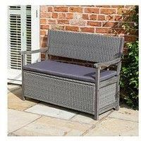 Rowlinson Alderley Rattan Garden Bench with built in Storage