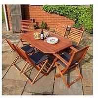 Rowlinson Plumley 6 Seater Set Grey Dining, Brown