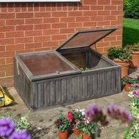 Rowlinson Alderley Wooden Grey Coldframe Garden Growhouse Greenhouse Planter