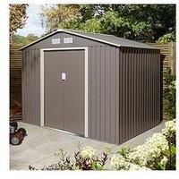 Rowlinson Trentvale 8X6 Metal Apex Shed - Light Grey