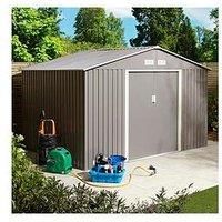 Rowlinson Trentvale Metal Apex Shed 10ft x 8ft, Light Grey