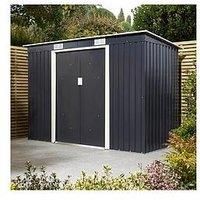 Rowlinson Trentvale 8X4 Metal Pent Shed - Dark Grey