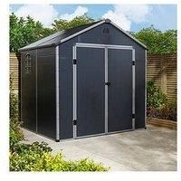 Rowlinson Airevale 8x6 Dark Grey Apex Shed Plastic Garden Storage Lockable