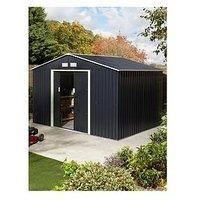 Rowlinson Trentvale 10X8 Metal Apex Shed Dark Grey With Foundation Kit