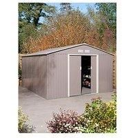 Rowlinson Trentvale 10X12 Metal Apex Shed Light Grey With Foundation Kit