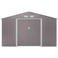 Rowlinson Trentvale 10X12 Metal Apex Shed Light Grey With Foundation Kit & Assembly, Grey