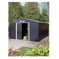 Rowlinson Trentvale 10X12 Metal Apex Shed Dark Grey With Foundation Kit