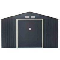 Rowlinson Trentvale 10X12 Metal Apex Shed Dark Grey With Assembly, Grey
