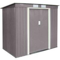 Rowlinson Trentvale 6X4 Metal Pent Shed Light Grey With Foundation Kit & Assembly