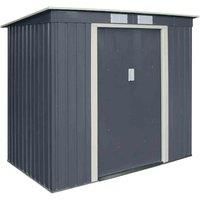 Rowlinson Trentvale 6X4 Metal Pent Shed Dark Grey With Assembly, Grey