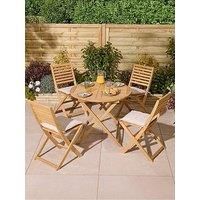 Rowlinson Ashdown Folding 4 Seat Dining Set with Cushions, Brown