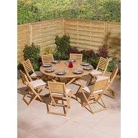 Rowlinson Ashdown Folding 8 Seat Round Dining Set with Cushions, Brown