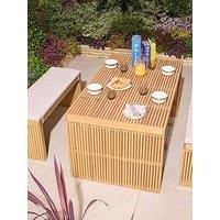 Rowlinson Kyoto 4 Seat Dining Set with Cushions, Brown
