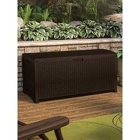 Rowlinson Suncast Missouri 375L Garden Storage Cushion Box Seat Chest Java Brown