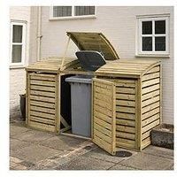 Rowlinson BINTRPL1 Triple Bin Store, Natural Timber, 3