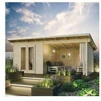 Rowlinson Oasis Garden Wooden Summer House Room Log Cabin Natural Timber