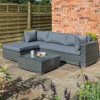 Rowlinson Rattan L Shaped Garden Lounger Set in Grey - Vienna Range