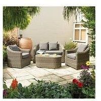 Rowlinson Light Rattan Garden Furniture Set with Grey Cushions - Bunbury