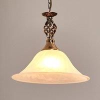Cameroon Antique Brass Pendant Light With Marble Glass Shade