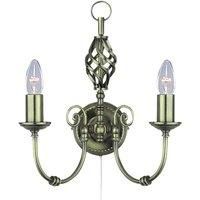 Searchlight Zanzibar Wall Light, Antique Brass