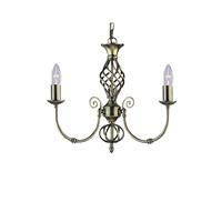 Zanzibar Antique Brass 3 Light Fitting - Twisted Column, Adjustable Height
