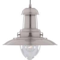 Nautical Style Large Fisherman Ceiling Pendant In Satin Silver with Clear Glass