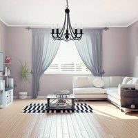 5 Lights Matt Black Finish Frame Ceiling Pendant Light with Candle Style Holders