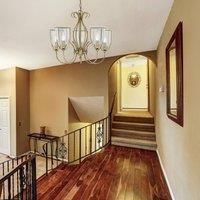 5 Lights Antique Brass Ceiling Fitting Pendant Light with Seeded Glass Shades